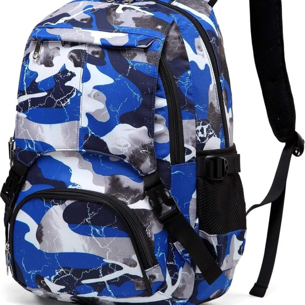 Blue Camouflage Backpack Large Compartment Elementary/Middle School NWOT